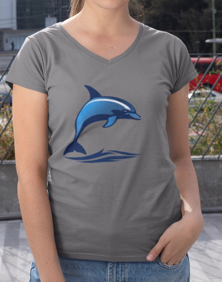•V• Dolphin V-Neck Tee - Wave