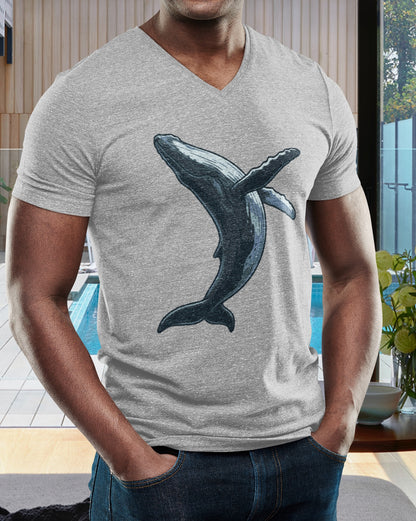 •V• Humpback Whale V-Neck Tee — Leap