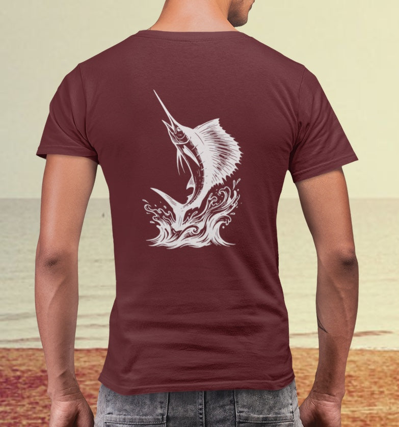 Sailfish Tee - Sailfish Club Inverted Leap (Badge on Front)