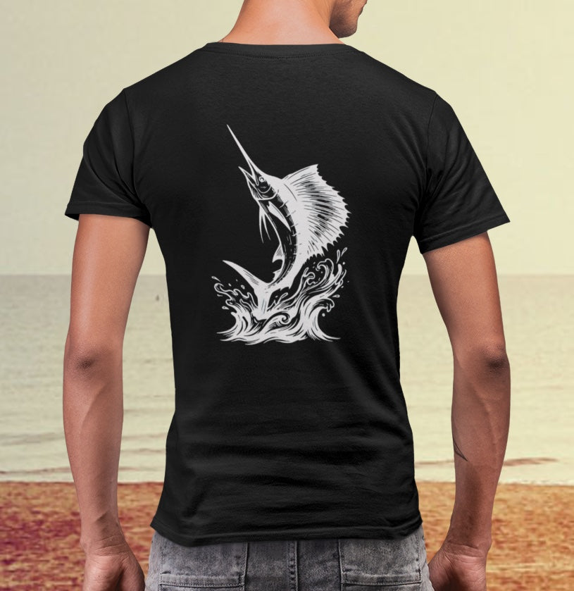 Sailfish Tee - Sailfish Club Inverted Leap (Badge on Front)