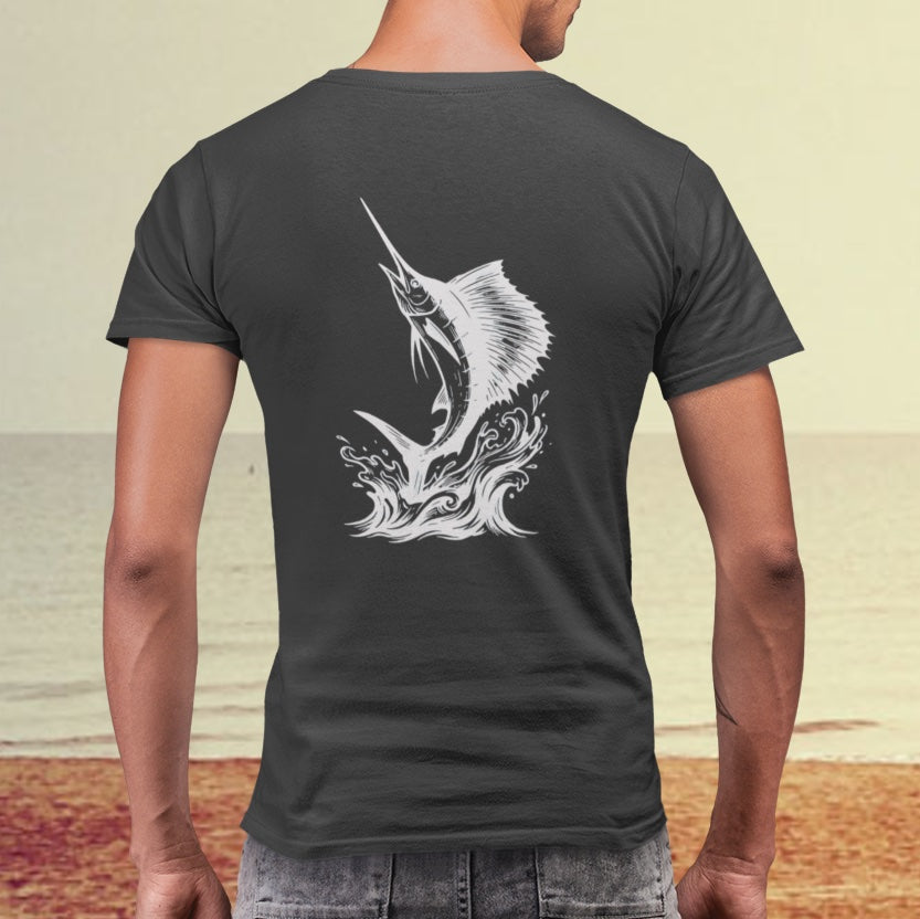 Sailfish Tee - Sailfish Club Inverted Leap (Badge on Front)