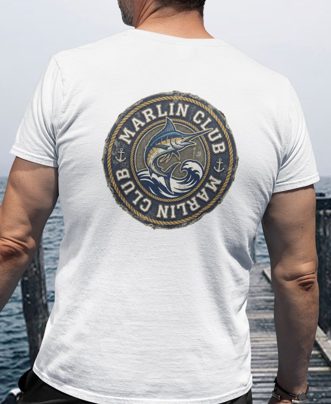 Marlin Club Tee - Back Image (Small Badge on Front)