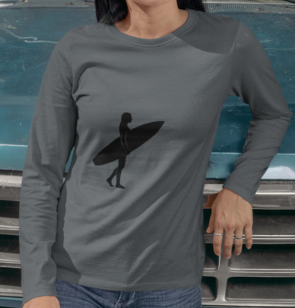Rash Guard - Female Surfer Silhouette (Front and Back Image)