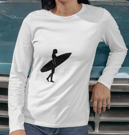 Rash Guard - Female Surfer Silhouette (Front and Back Image)