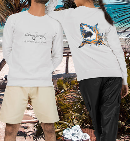 Rash Guard - Front Image: Lemon Shark "Unleash Your Shark." Back Image: GWS Slash NYK