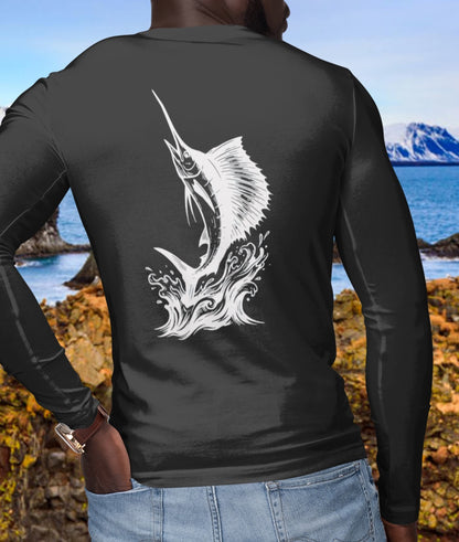 Rash Guard – Sailfish Club (Back Image, Front Text)