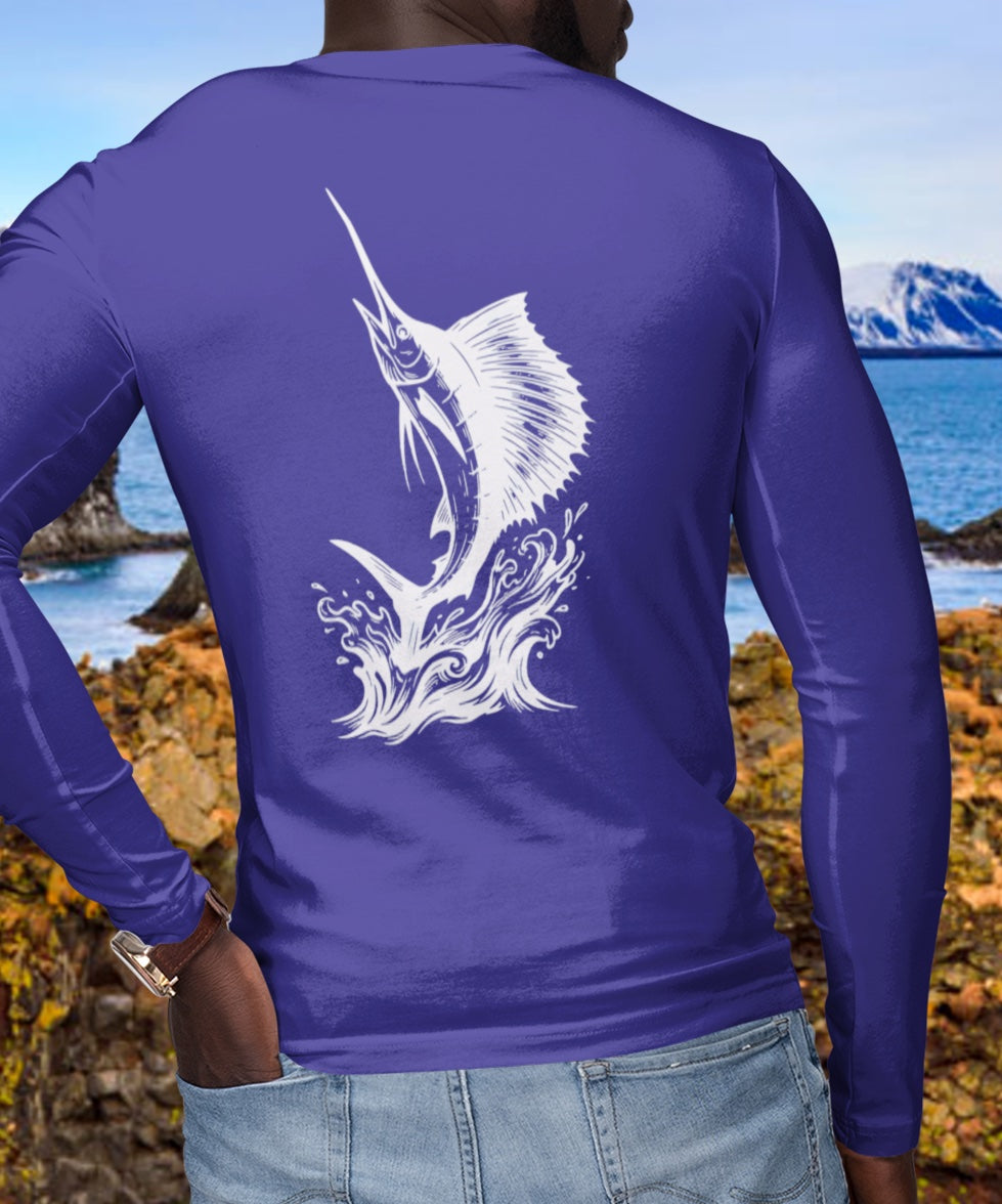 Rash Guard – Sailfish Club (Back Image, Front Text)