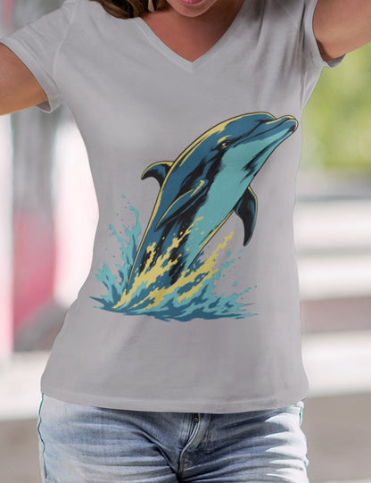 •V• Dolphin V-Neck Tee — Big Splash