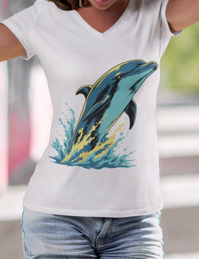 •V• Dolphin V-Neck Tee — Big Splash