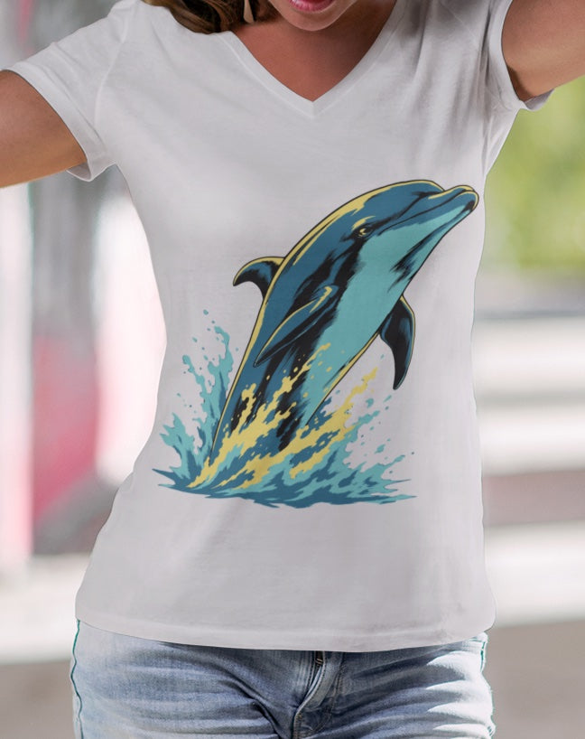 •V• Dolphin V-Neck Tee — Big Splash