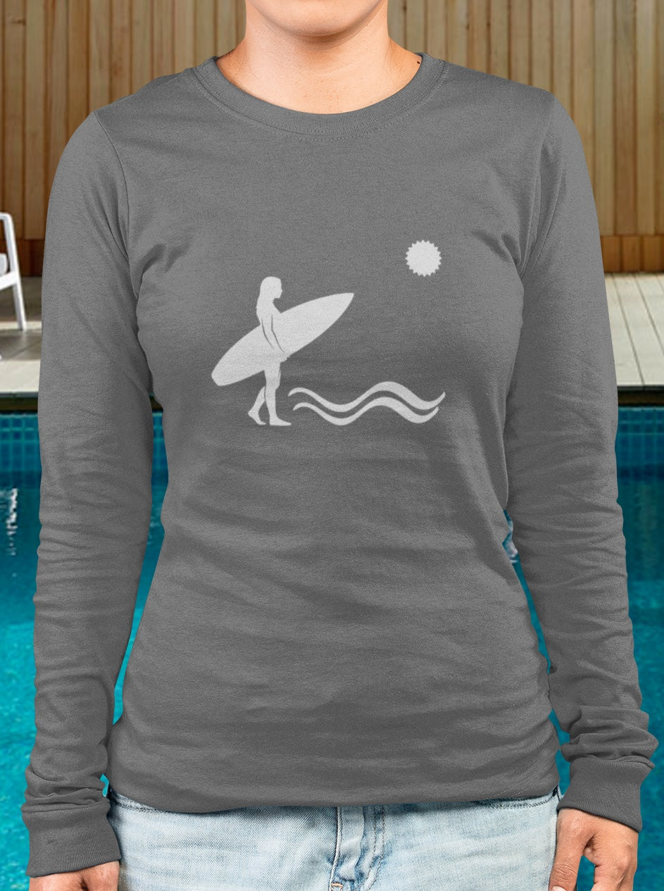 Rash Guard - Front Image: Surfer Silhouette, Back Image: Logo