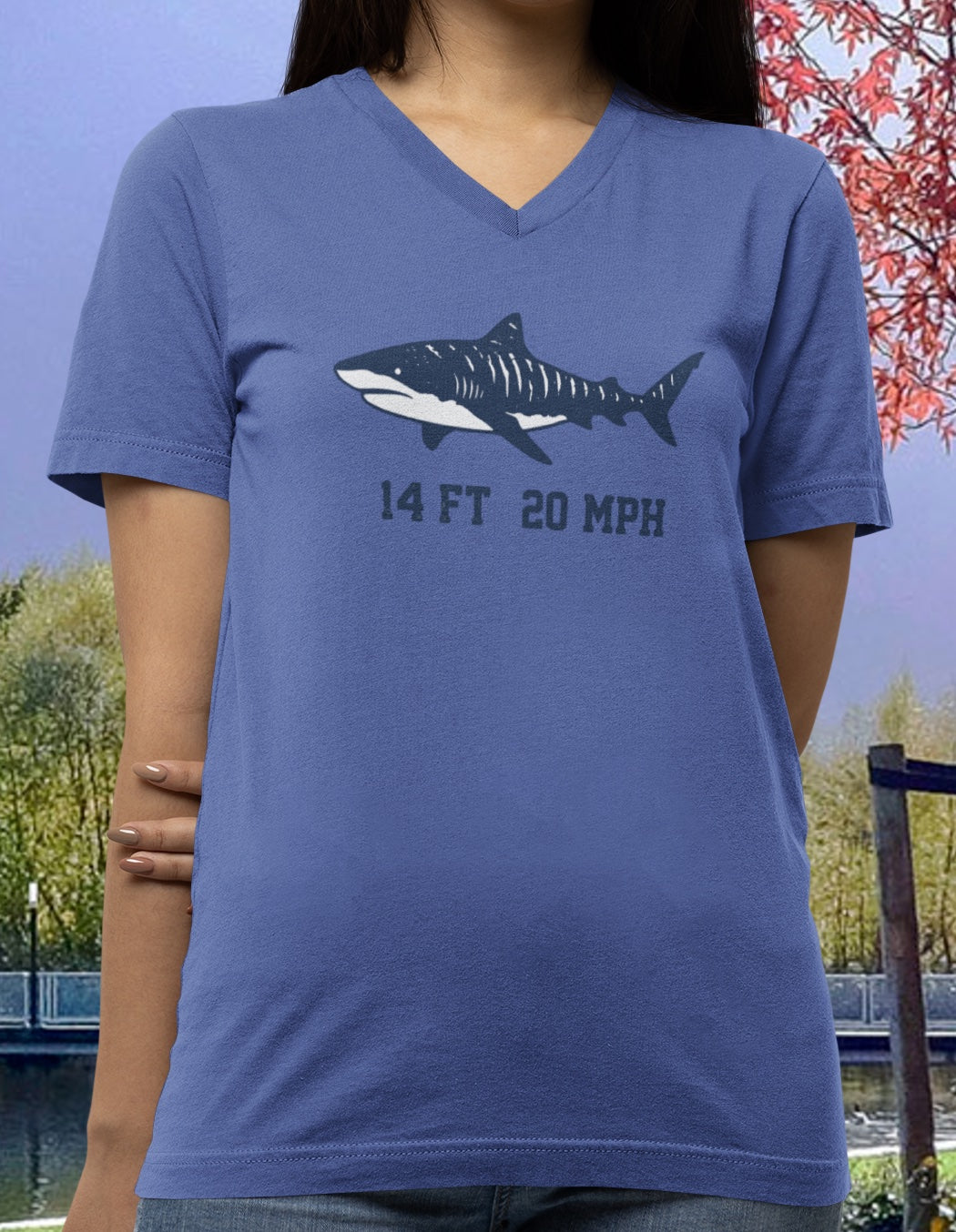 Shark V-Neck Tee - Stats
