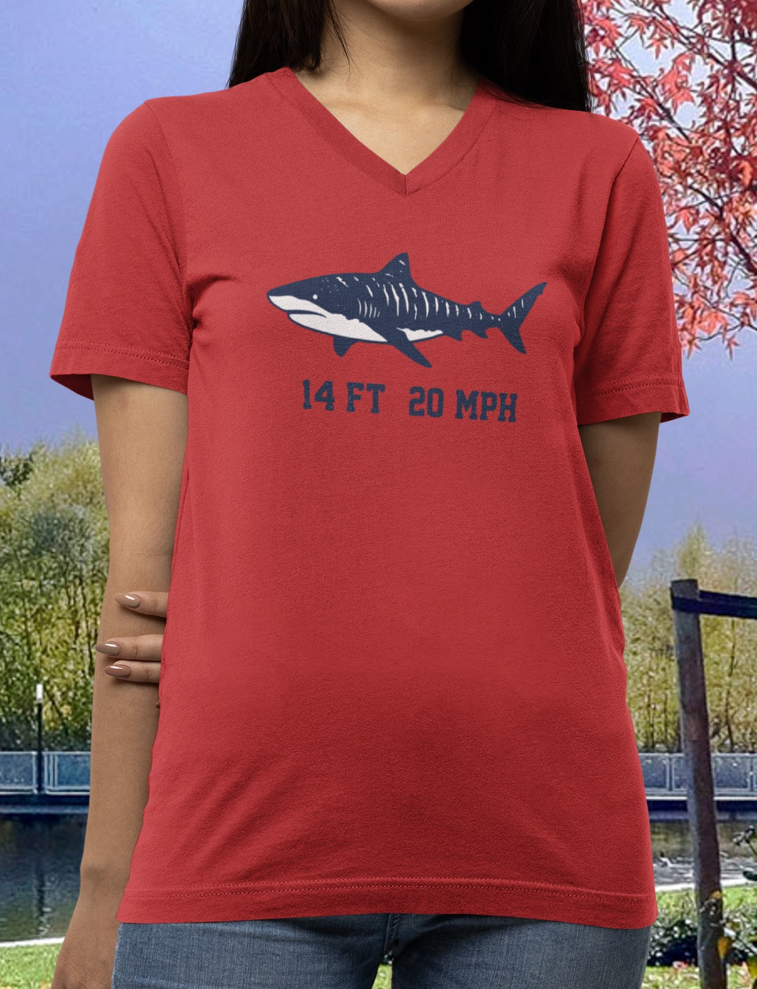Shark V-Neck Tee - Stats