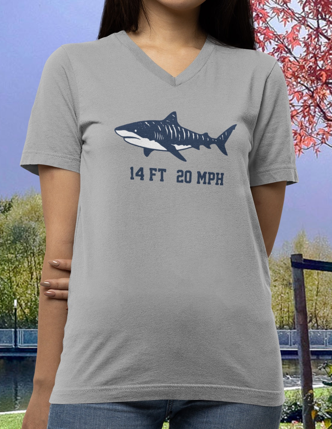 Shark V-Neck Tee - Stats