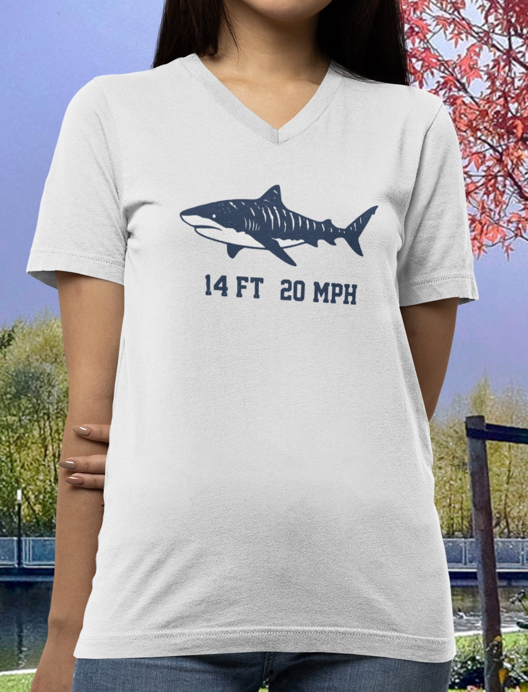 Shark V-Neck Tee - Stats