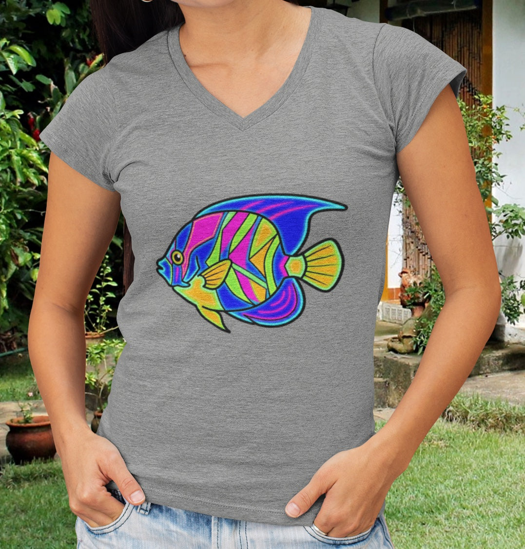 Neon Angelfish V-Neck Tee - Solo