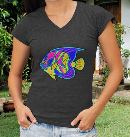 Neon Angelfish V-Neck Tee - Solo