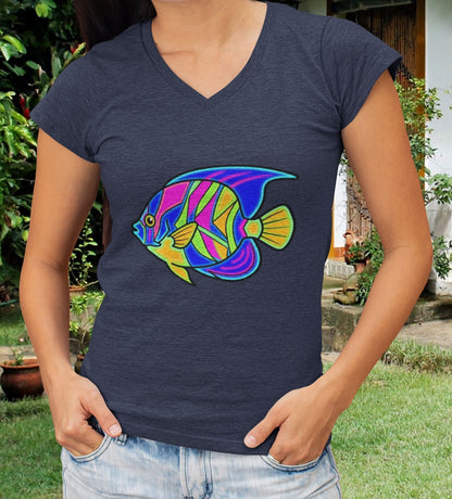 Neon Angelfish V-Neck Tee - Solo