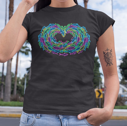 Neon Fish Tee - Heart Waves