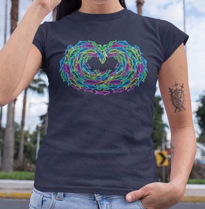 Neon Fish Tee - Heart Waves