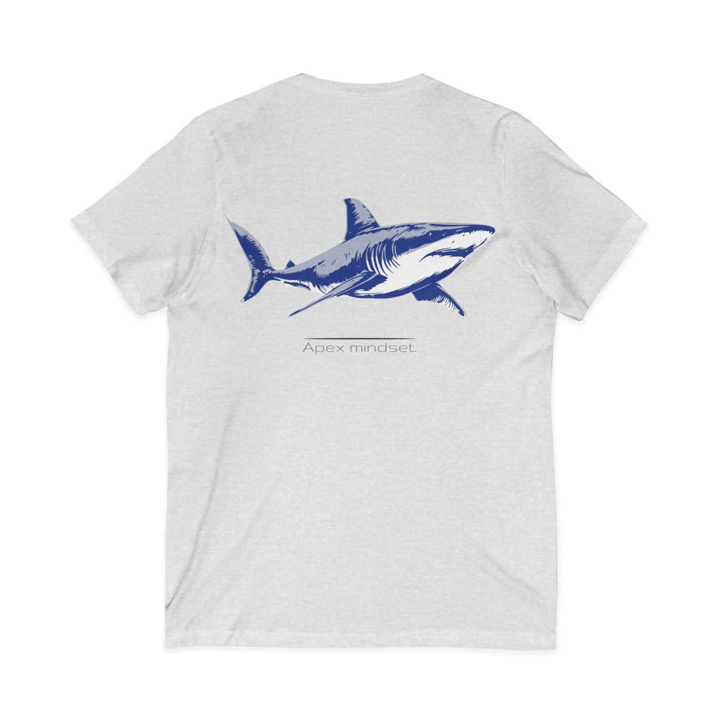 Great White Shark "Apex mindset" V-Neck Graphic Unisex Jersey Tee, (graphic on back)