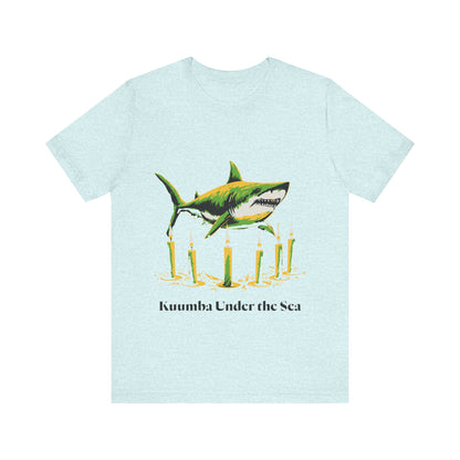 Kwanzaa Shark Tee - "Kuumba Under the Sea" Festive Graphic Unisex Jersey Tee