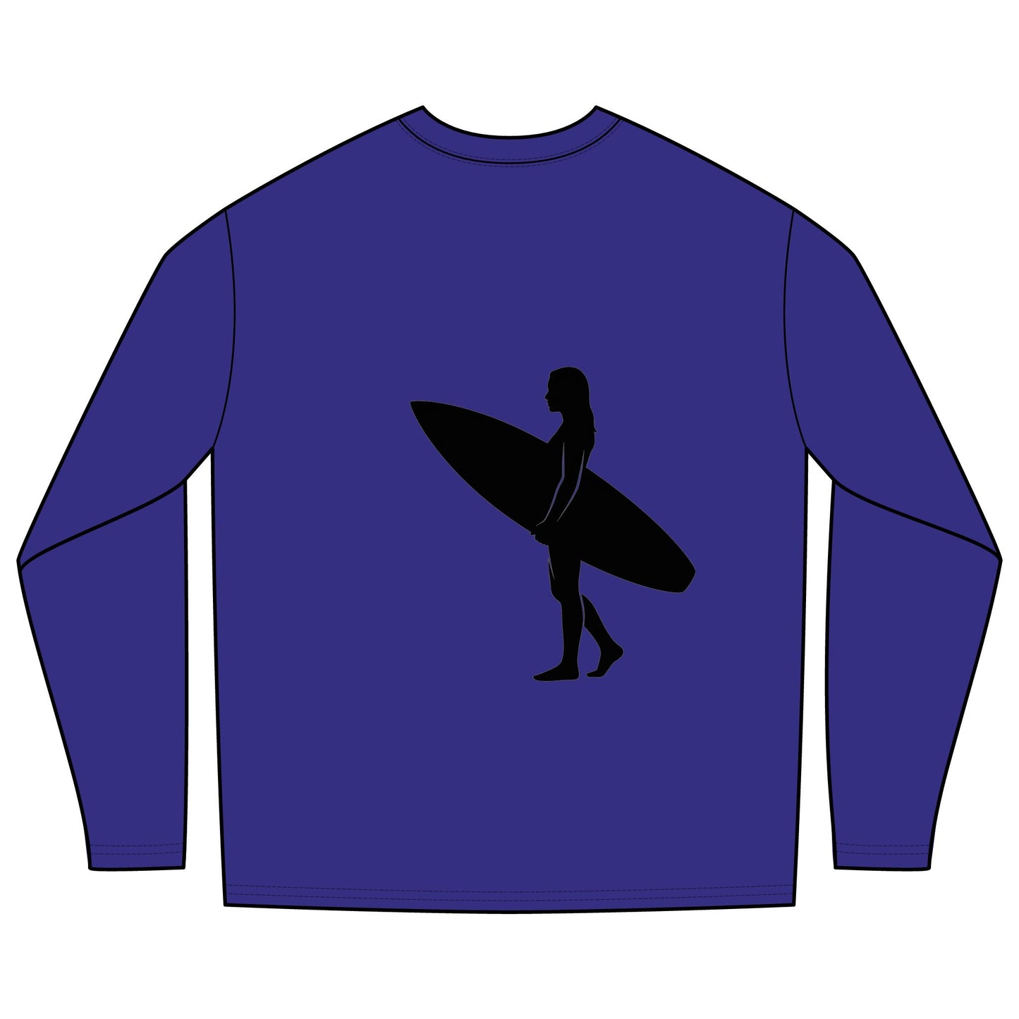 Rash Guard - Female Surfer Silhouette (Front and Back Image)
