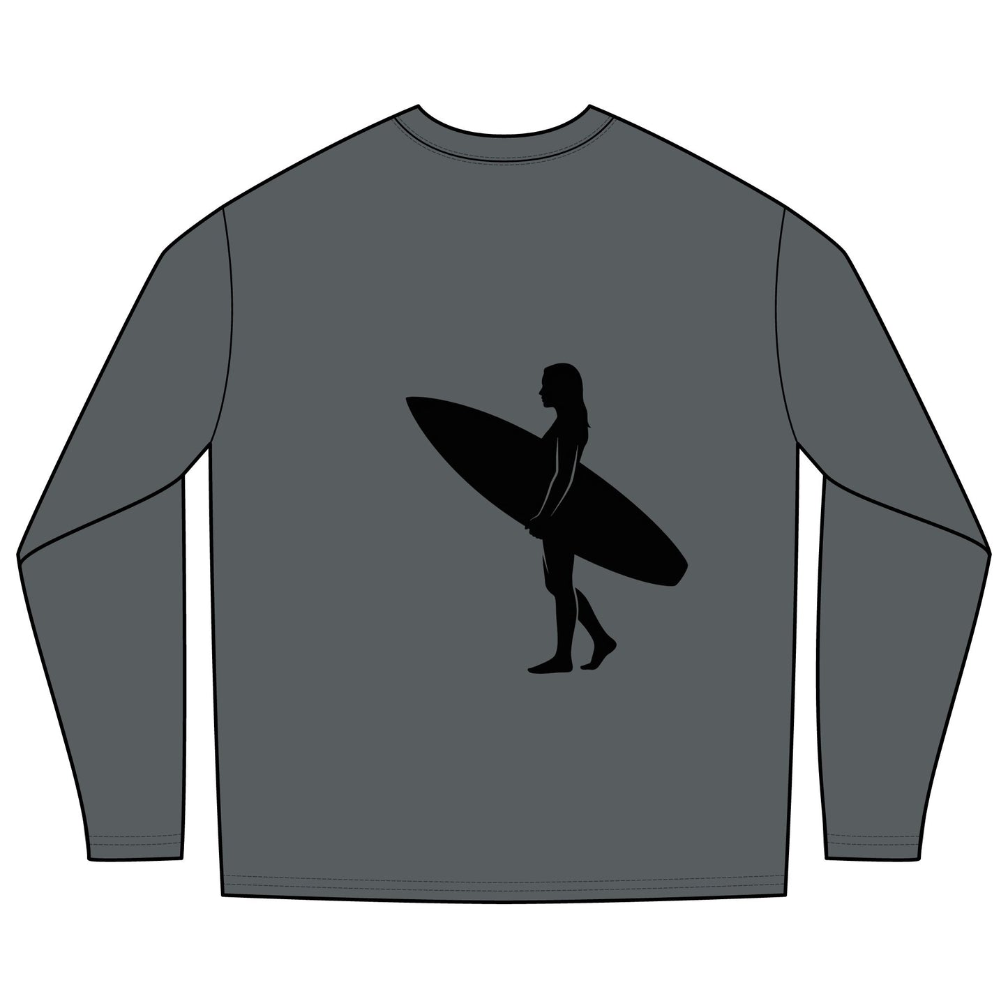 Rash Guard - Female Surfer Silhouette (Front and Back Image)