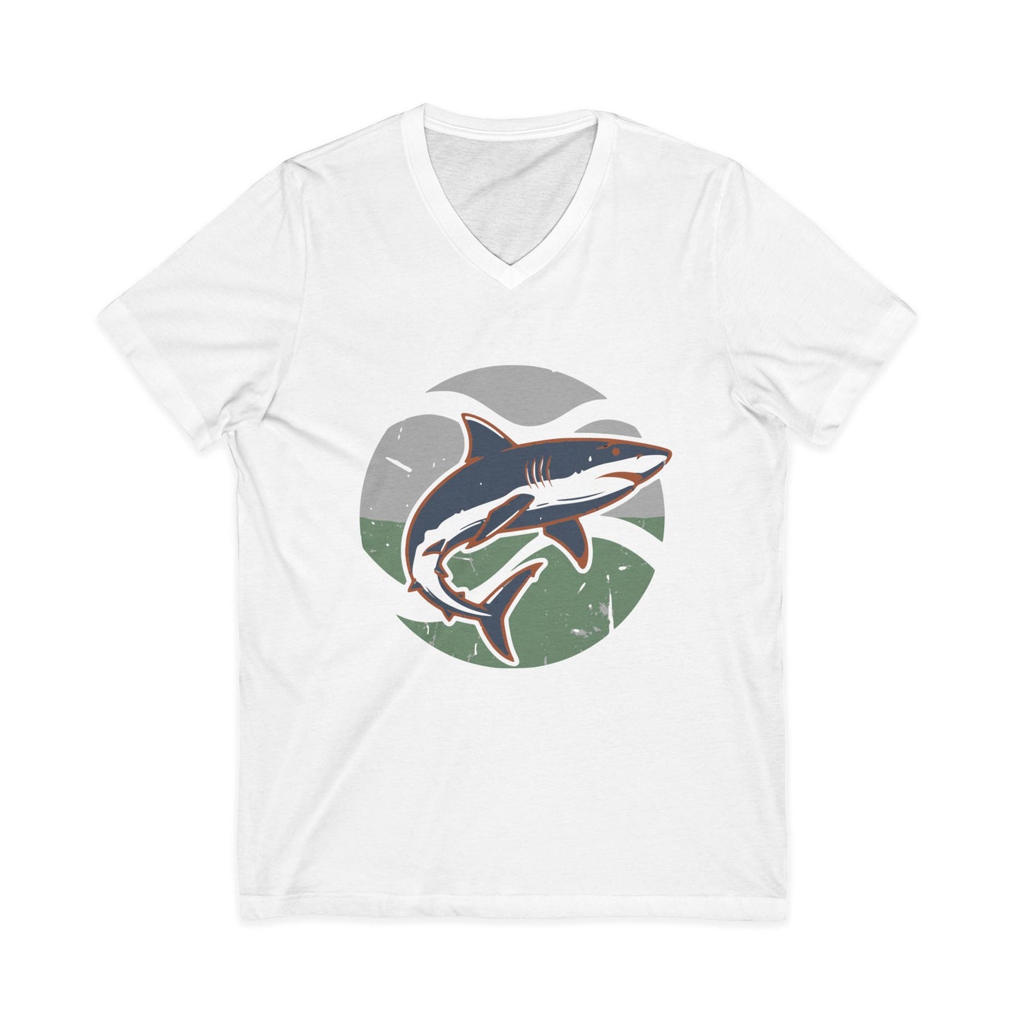 •V• Shark V-Neck Tee - Retro SeaGreen
