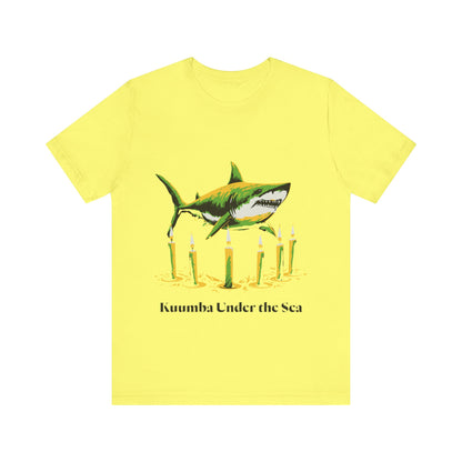 Kwanzaa Shark Tee - "Kuumba Under the Sea" Festive Graphic Unisex Jersey Tee