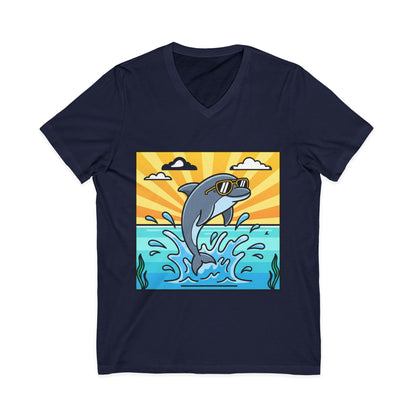 •V• Dolphin V-Neck Tee - Splash