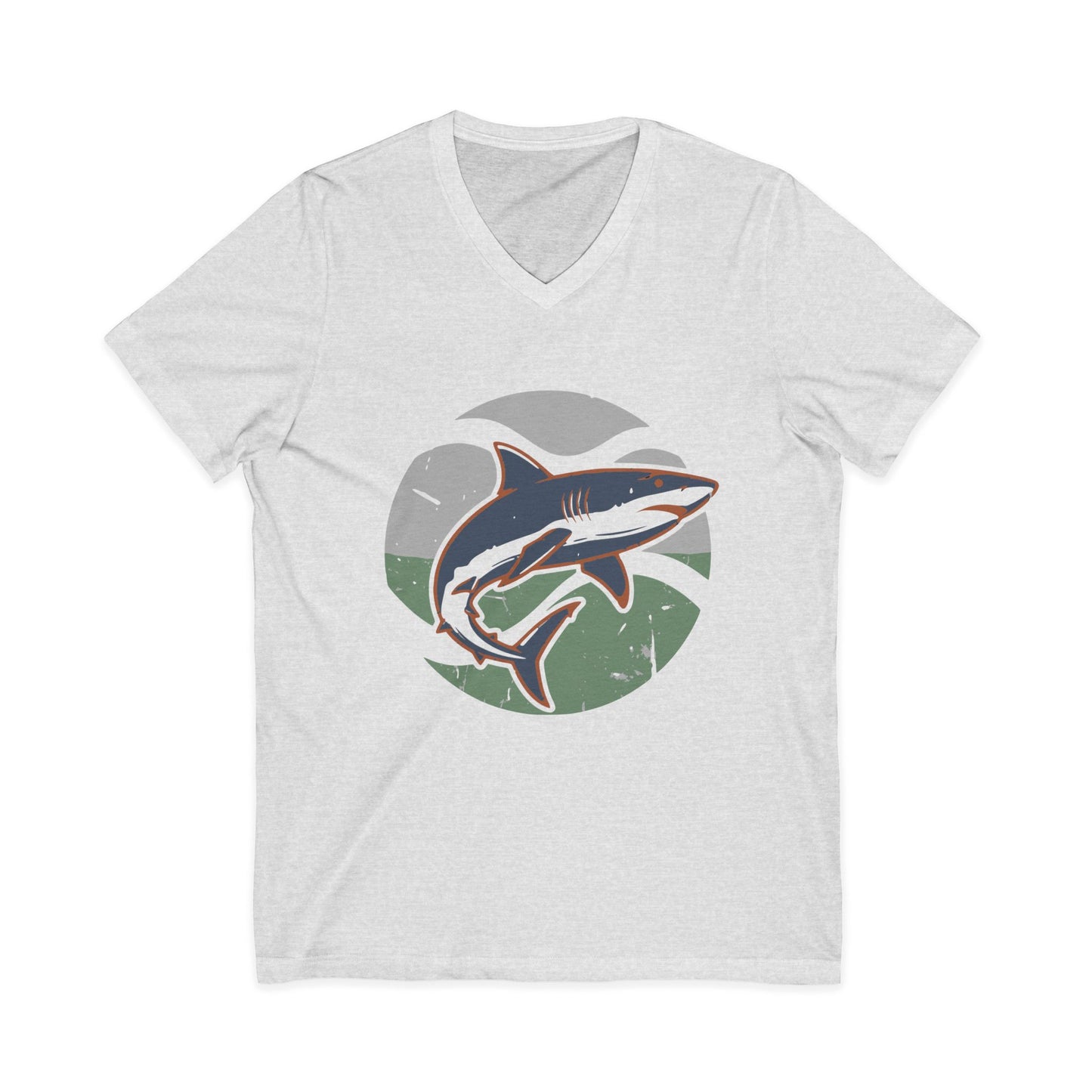 •V• Shark V-Neck Tee - Retro SeaGreen