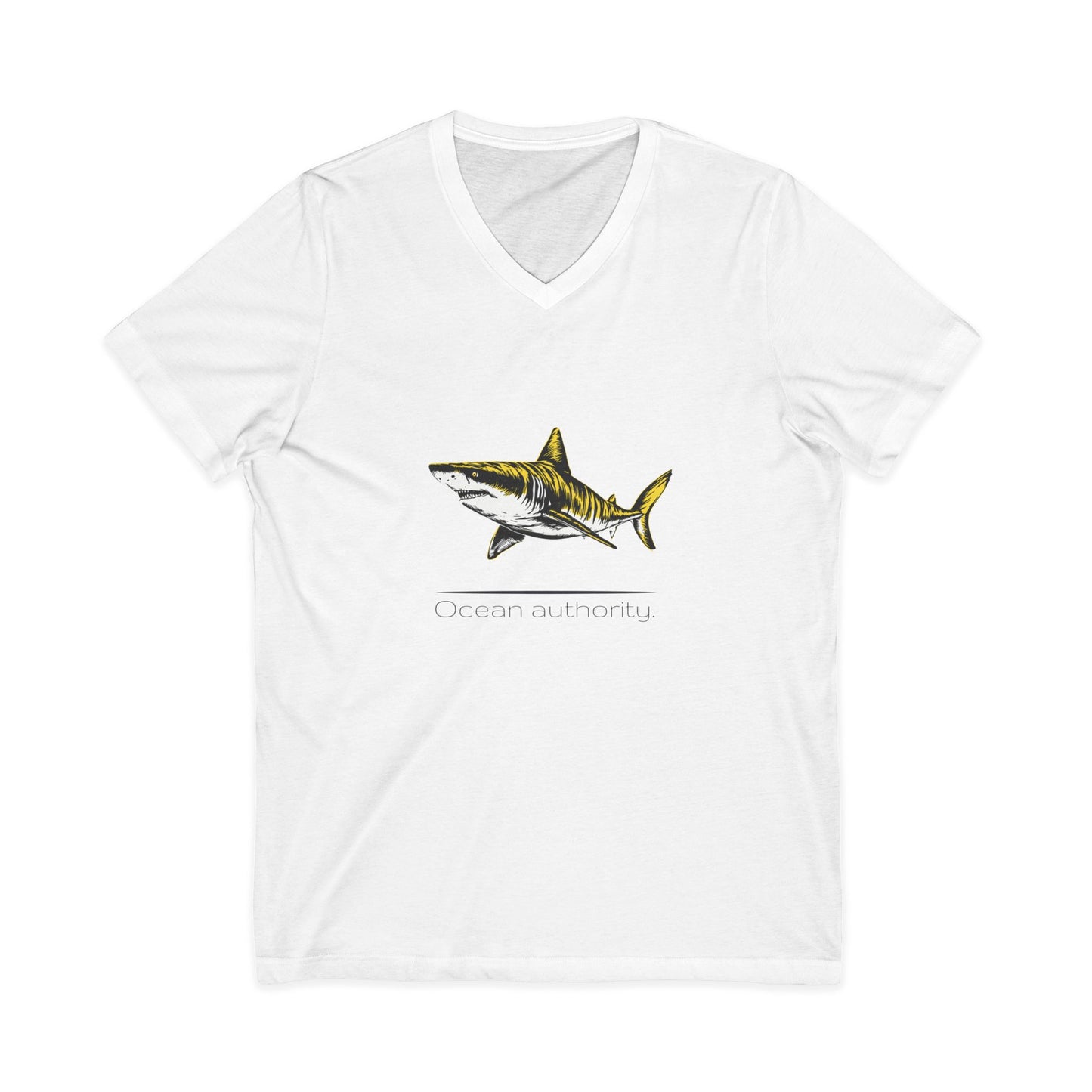 Tiger Shark "Ocean authority" V-Neck Graphic Unisex Jersey Tee