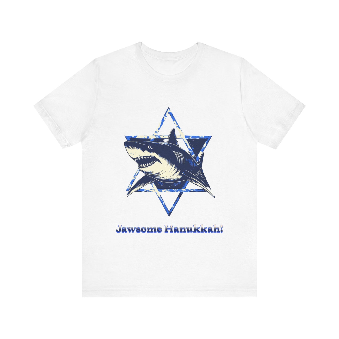 Hanukkah Shark  Tee - Jawsome Hanukkah Graphic Unisex Jersey Tee