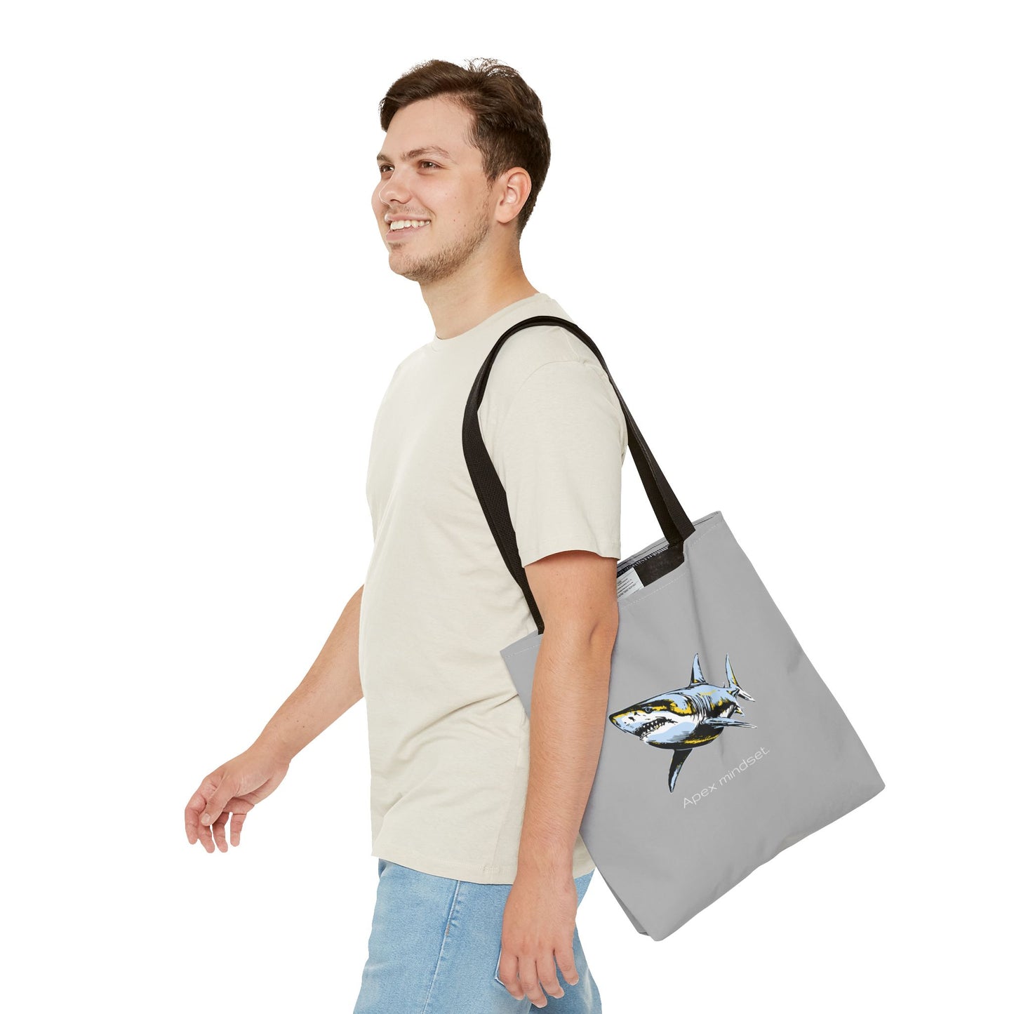 Shark Tote Bag - "Apex Mindset" Graphic Ocean Shopper