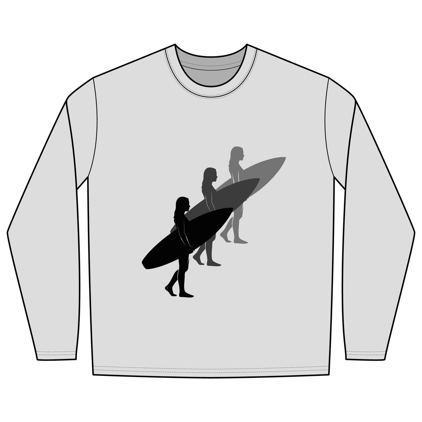 Rash Guard – 3 Surfer Silhouettes (Front & Back)