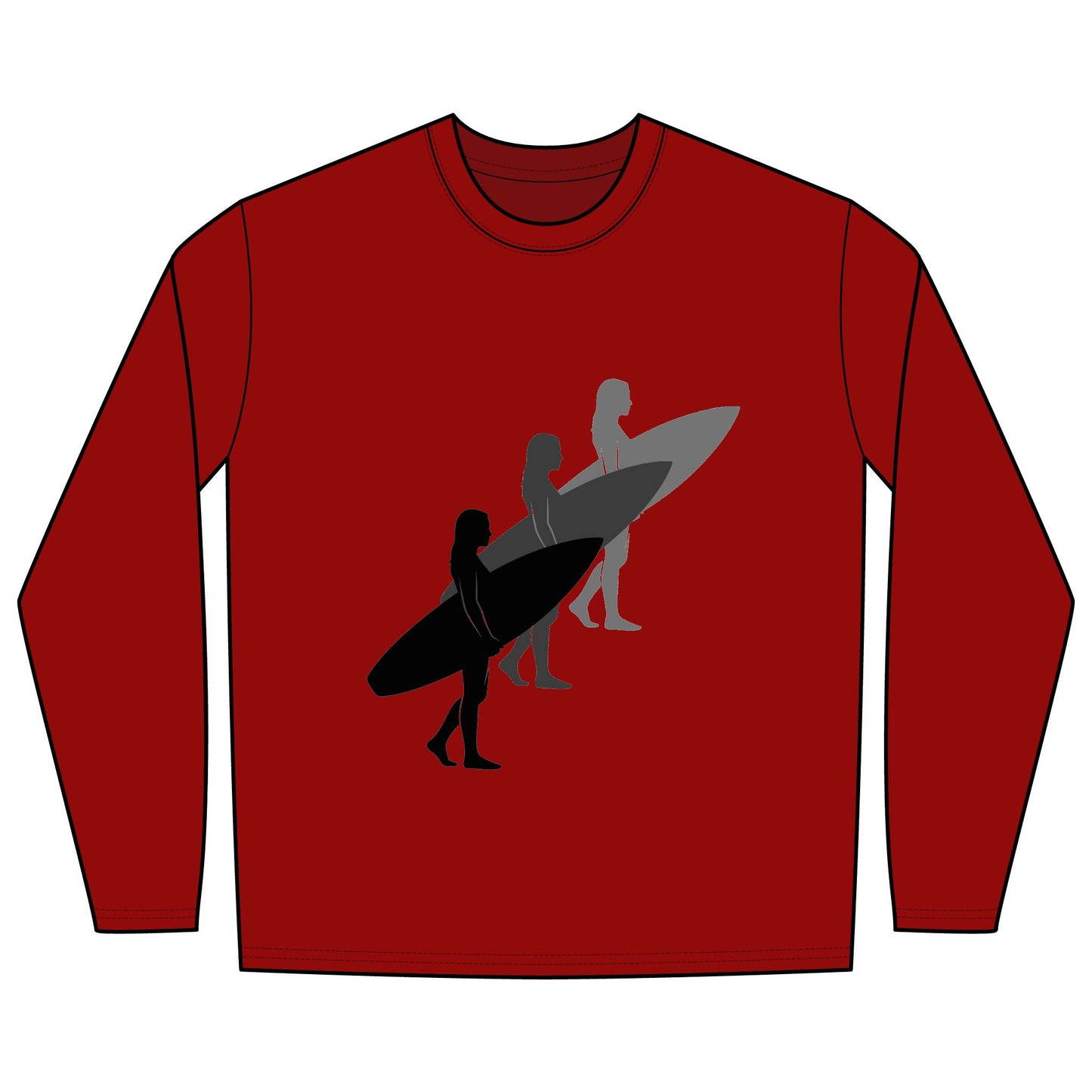 Rash Guard – 3 Surfer Silhouettes (Front & Back)