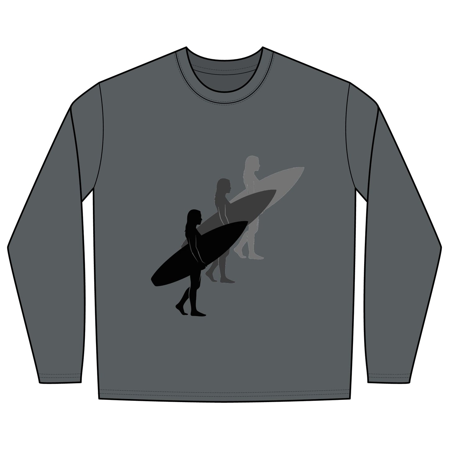 Rash Guard – 3 Surfer Silhouettes (Front & Back)