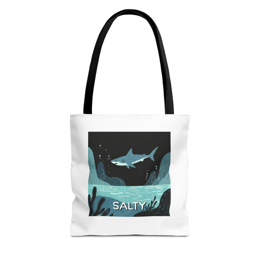 Shark Tote Bag - "Salty" Shark Illustration Beach Shopper