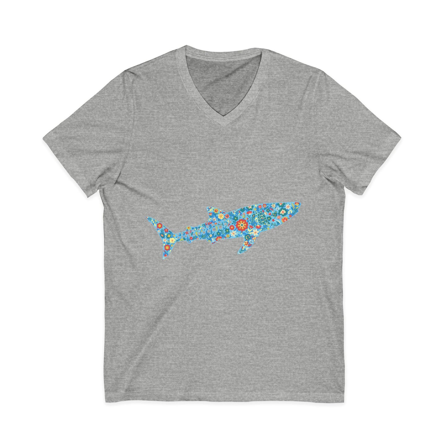 •V• Shark V-Neck  Tee - Whale Shark Floral