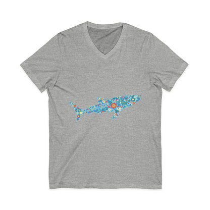 •V• Shark V-Neck  Tee - Whale Shark Floral