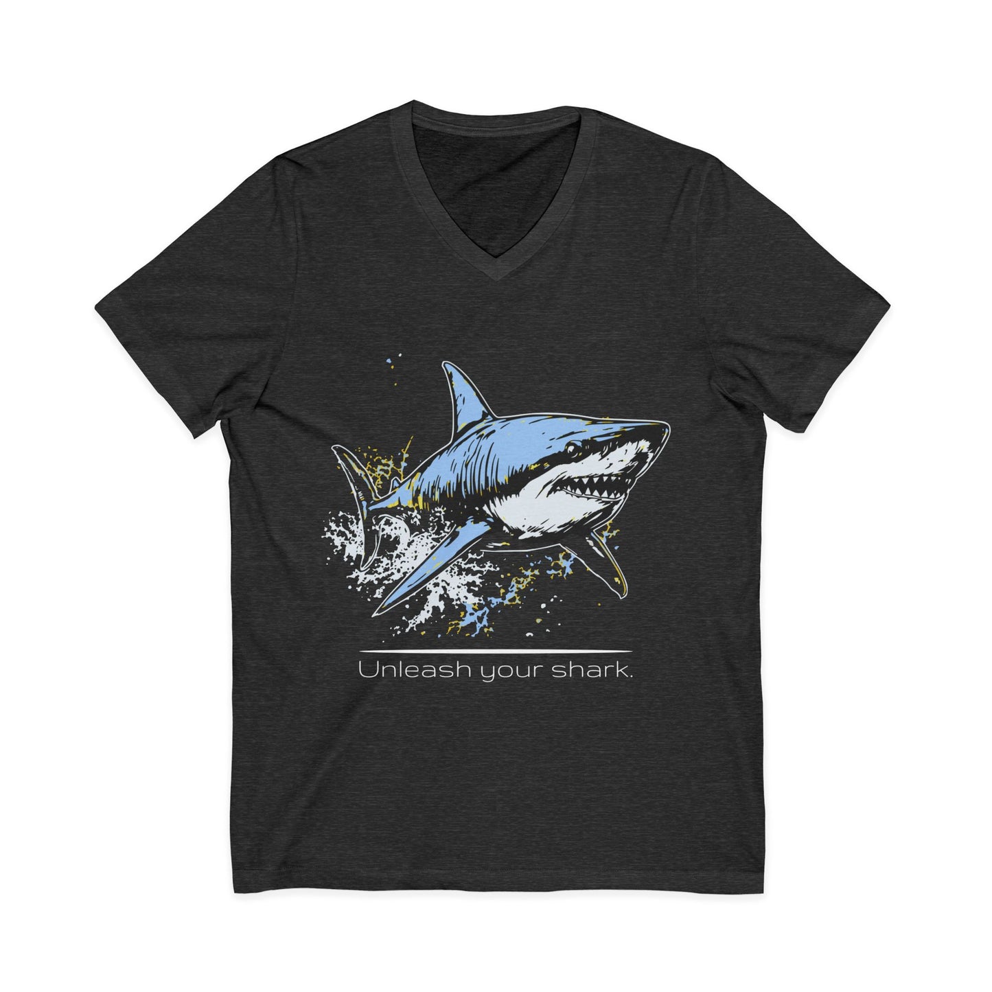Great White Shark Ultimate "Unleash your shark" V-Neck Graphic Unisex Jersey Tee