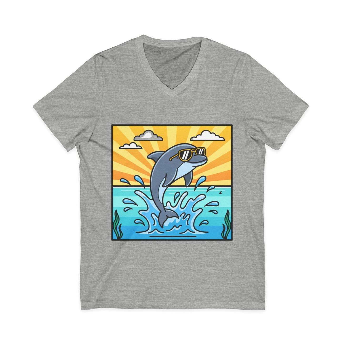 •V• Dolphin V-Neck Tee - Splash