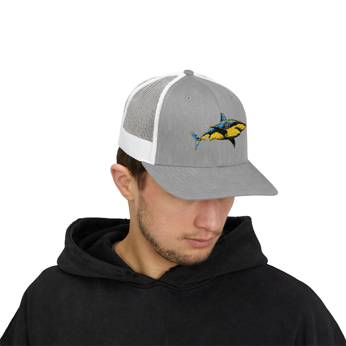 Great White Shark Embroidered Snapback Cap