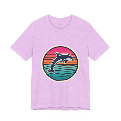 Retro Dolphin Tee — Sunset Stripe