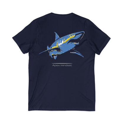 •V• Shark V-Neck Tee - Blue Shark Apex Mindset (Back Print)