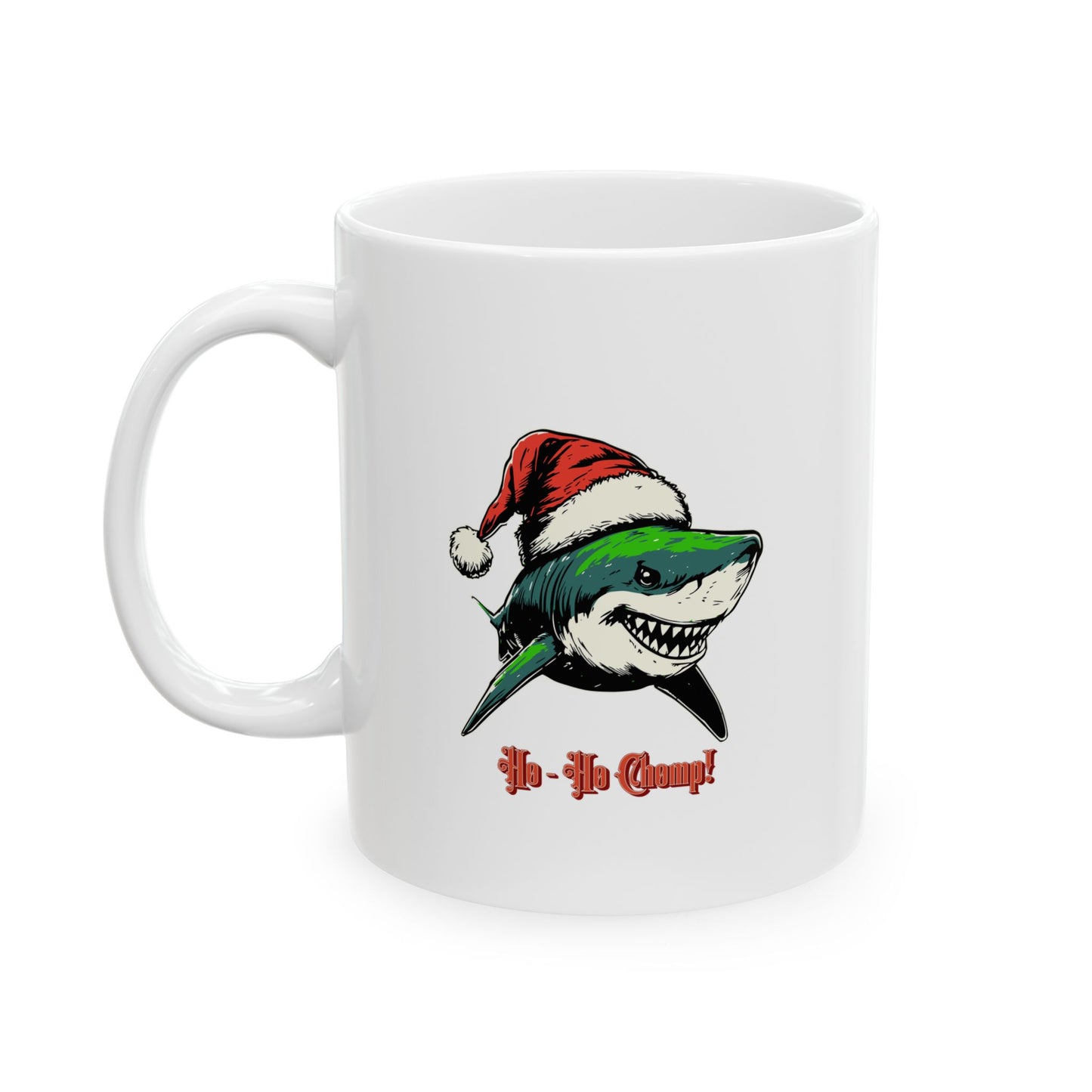 Christmas Shark Mug — Funny Holiday Shark Coffee Cup (11oz/15oz)