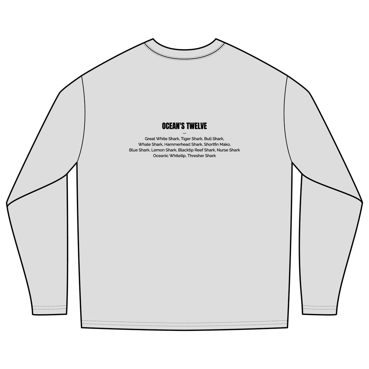 Rash Guard - "Ocean's Twelve" (Shark List on Back)