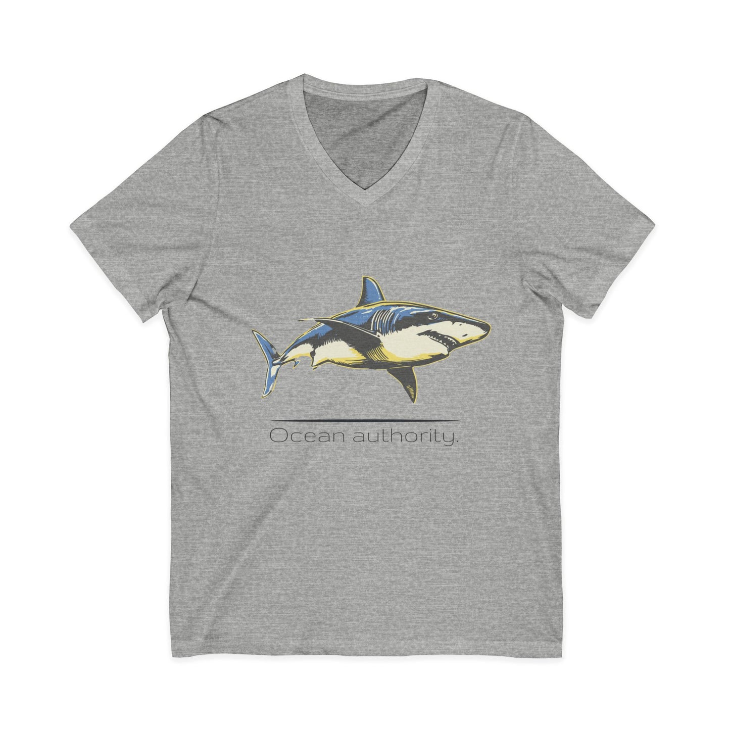 Great White Shark "Ocean authority" V-Neck Graphic Unisex Jersey Tee