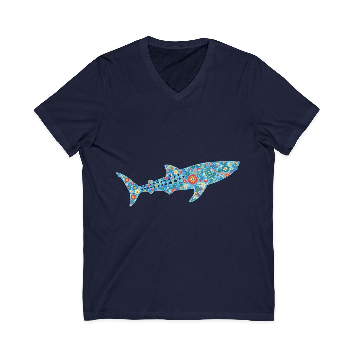 •V• Shark V-Neck  Tee - Whale Shark Floral